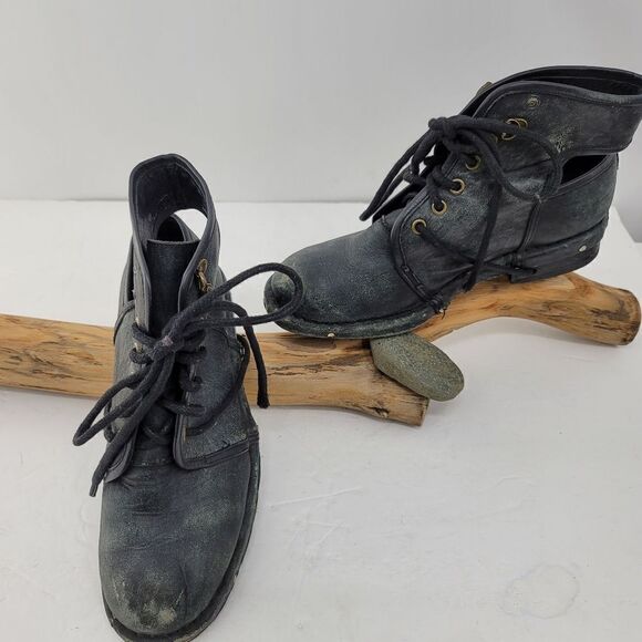 Jeffrey campbell distressed black leather open back booties - Picture 2 of 12